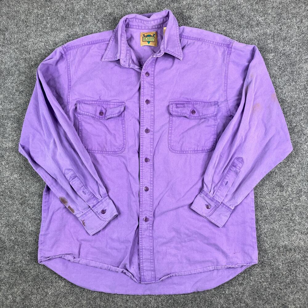 Kahala Long Sleeve Shirt Mens Large Purple Button Up Casual Distressed Cotton‎